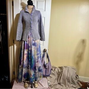 Habitat Clothes To Live In Wms Cotton Lilac Boho Knit Casual Cardigan S/M